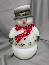 Fenton Frosty Friends Opal Glass Snowman Fairy Light 5940 UE NIB Immaculate picture