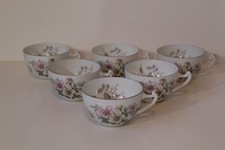 Vintage Set of 6 Epiag Royal Made in Czechoslovakia Floral Porcelain Teacups picture