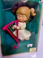Vintage Russ Berry Angel Playing Harp Christmas Stocking Hanger Holder In Box picture