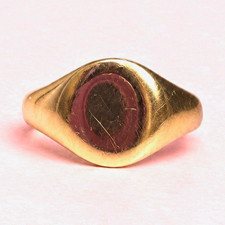 Vintage 1944 Birmingham 9ct Gold Plain Signet Ring | Size M 1/2 US 6 1/4 picture