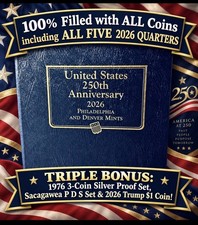 2026 250th SEMIQ Whitman Coin Album 100% FILLED + BONUS 1976 SILVER PROOF SET picture