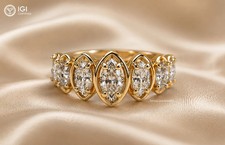 IGI 3Ct Marquise F VS1 Lab Grown Diamond Weeding Engagement Ring 14K Yellow Gold picture