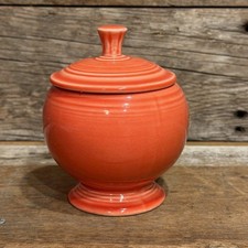 1980s-90s Homer Laughlin Co., Fiesta, Individual Sugar Bowl, with Lid, Persimmon picture