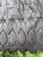 Antique Victorian Black Mourning Petticoat Skirt Hand Eyelet Embroidery c. 1890s picture