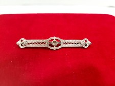 Antique Sterling Silver Art Deco Filigree Bar Pin Brooch -As Is Read picture