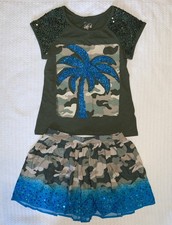 JUSTICE CAMO SKORT AND SHIRT SET GIRLS SIZE 12 NEW WITH TAGS  picture