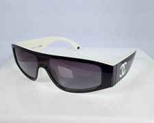 Chanel CH6057 Shield Sunglasses in Black and White with Gray Lenses picture