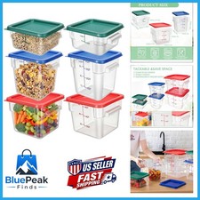 Lallisa 6 Pcs Food Storage Containers Lids Clear Square Food Containers Handles picture