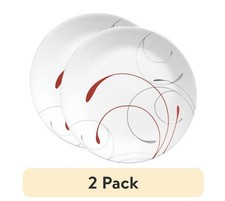 2 pack Corelle Splendor, White and Red Round Dinner Plate, 10.25