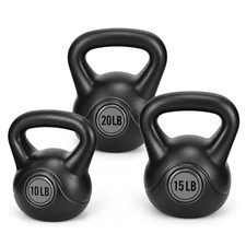 BalanceFrom Cement-Filled Kettlebell Exercise Weights, Set of 10, 15, and 20 lb picture