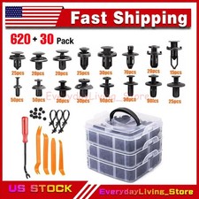650Pcs Car Retainer Auto Fasteners Push Trim Plastic Clips Pin Rivet Bumper Kit picture