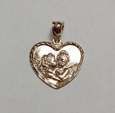 New 14k Gold Angels Kissing Cherub Love Charm Pendant picture