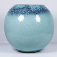 Vintage Glidden Art Pottery Blue Turquoise Ombré Orb/Sno Ball #63 MCM picture