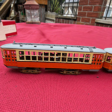 Lionel O Gauge 5645 Boston Elevated Railway Passenger Car Lighted Tin Orange picture