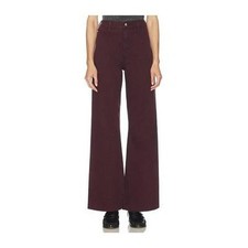 PISTOLA Penny High Rise Wide Leg Jeans Womens 26 Wine Raw Hem Button Zip Closure picture