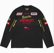 Supreme Vanson Leathers Racing Team Black Long Sleeve Crew Neck T-Shirt L picture