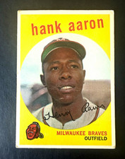 1959 Topps Hank Aaron #380 Milwaukee Braves HOF Vintage Baseball Card **READ** picture