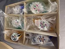 Vintage NEW OLD STOCK Czech Mercury Glass Reflector Teardrop Christmas Ornaments picture