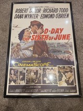 Vtg 1956 D-Day The Sixth of June Movie Poster Original One Sheet 27x41 Framed picture