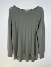 Garnet Hill Medium Sage Green 100% Cashmere Loose Fit Boat Neck Sweater picture
