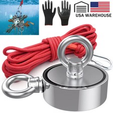 Up to 2000 Lbs Fishing Magnet Kit Pull Force Strong Neodymium + Carabiner + Rope picture