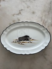 VTG Neiman Marcus Serving Platter with Hand Painted Wild Boar Scene picture