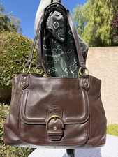 Coach Campbell Belle Flap Buckle Brown Leather Carryall Shoulder HandBag F24961 picture