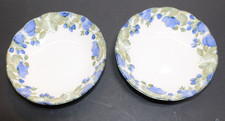 Nikko Flirtatious 6 3/4 in Soup Cereal Bowl Scallop Blue Floral Set Of 2 EUC HTF picture
