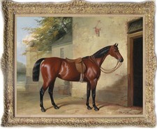 Hand Painted Oil Painting Old Master-Art Antique style Animal Jujube red horse picture