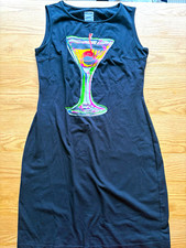 Vintage Moschino Jeans Martini Cocktail Dress Black Y2K Pop Art Made in Italy picture