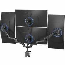 VIVO Black Quad Monitor Mount, 2 Pneumatic Arms + 2 Fixed, 4 Screens up to 32
