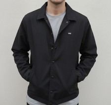 NWOT Vans Black Coach Jacket Mens XL Snap Front Logo picture