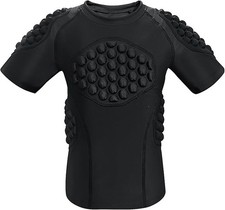Kid’s Padded Shirts Short Sleeve Compression Chest and Rib Protector T Shi picture