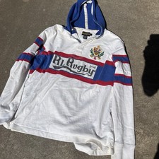 Polo Ralph Lauren Rugby Hooded Long Sleeve Size L Limited Edition Y2K Vintage  picture