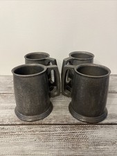 Vintage Pewter Mugs Set of 4 Early American Metalware - Heavy - Collector Lot picture