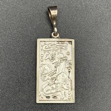 Vintage Mexican Sterling Silver Pendant Ceremonial Mayan Aztec Bas-Relief picture
