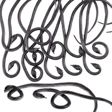 Simgoing 12 Pcs Halloween Fake Snakes 23.6'' Black Rubber Toy Medusa Decor picture
