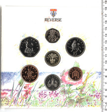 1989 ROYAL MINT GENUINE BRIGHT UNCIRCULATED SEVEN COIN YEAR SET (A039) picture