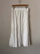 Antique Edwardian White Cotton Petticoat Skirt Eyelet Embroidery Apron AS IS picture