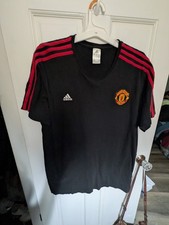 2017 Adidas Manchester United T Shirt Men 2XL Black Red 3 Stripe Blokecore picture
