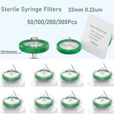 300Pcs Sterile Syringe Filter 33mm 0.22 Micron PES Membrane Hydrophilic picture