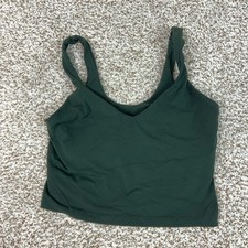 Lululemon Tank Top Women 6 Green Yoga Nulu Align Cropped Built in Bra A/B Gym picture