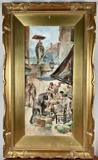 Antique William Henry Pike Painting Italian Market Women 19th Century picture