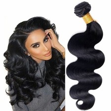 Soft Black Body Wave Brazilian 100 Human Hair Weave Sew In 1 or 3 Bundles picture