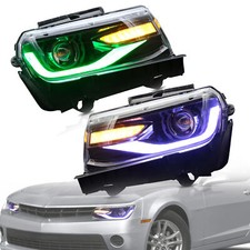 VLAND RGB DRL LED Projector Headlights For 2014 2015 Chevy Camaro Front Lamps picture