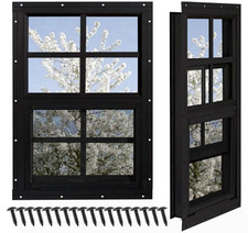 Shed Windows 2 Pack 18x23in Tempered Glass Screen Black Flush Mount picture