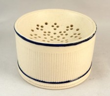 Fine Antiq. 18thC Porcelain Ceramic Round Pounce Pot Ink Sander Cobalt Blue Trim picture