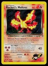 Pokemon Card Gym Heroes Rocket's Moltres 12/132 Unlimited Holo MP Front HP Back picture