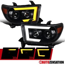 Fit 2007-2013 Toyota Tundra Sequoia Black Projector Headlights LED Sequential picture