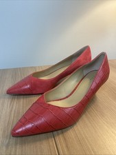 New Talbots Sylvie Red Suede Croc Embossed Kitten Heel Pumps Heels 7.5 M Shoes picture